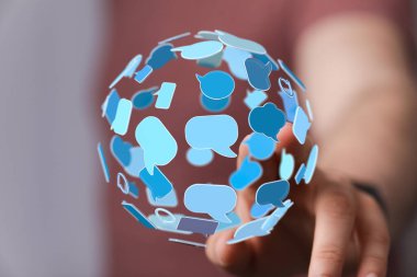 Konuşma Baloncukları İletişim ve Bağlantı Dijital Ağ Küresi