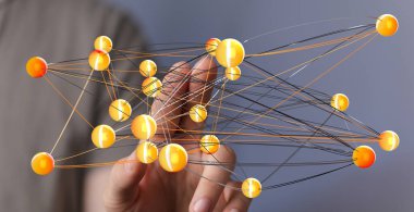 Genel Ağ Bağlantısı: Birbirine Bağlı Düğümler ve Veri Akımı Görselleştirmesi