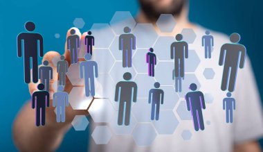 İnsanların Simgeleri ve Bağlantısı ile Dijital Ağ Kavramına Dokunma