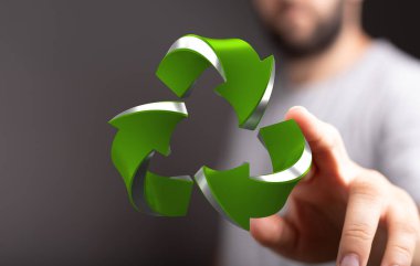 Yeşil Geri Dönüşüm Sembolü El Yansıması Kavramında