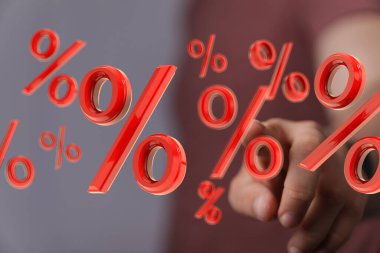 El İşareti Kırmızı Yüzdelik Sembolleri: İndirim İndirim Konsepti