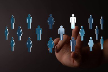 Dijital İnsan Simgeleri El Dokunuyor, Takım Çalışması ve Bağlantı Konsepti