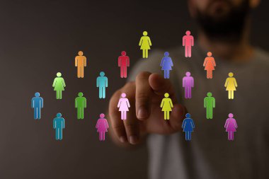 İş ve takım çalışması için bağlı insanların dijital ağ kavramı