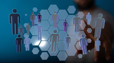 Ekrana dokunan kişinin dijital ağ bağlantısı