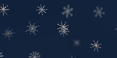 Kar Tanesi Arkaplanı Yağan Kar ve Koyu Mavi Gökyüzü