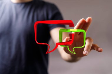 Modern İletişim Konuşma Baloncukları Konseptiyle El Etkileşimi