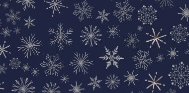Kış Tatili Tasarımları için Donanma Arkaplanında Zarif Kar Tanesi Şablonu