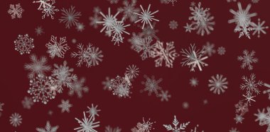 Koyu Kırmızı Arkaplan Üzerine Soyut Kar Tanesi Resimleri