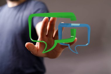 Kişinin Elle Dokunma Konuşması Kabarcıkları Dijital İletişim