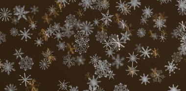 Kış tasarımı için kahverengi arkaplanda soyut kar tanesi deseni