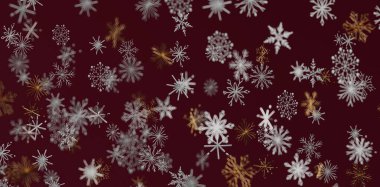 Kırmızı arkaplanda soyut kar tanesi deseni kış havası yaratır
