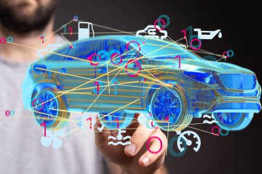 Bağlı Bir Aracın Sistemlerini Gösteren Etkileşimli 3D Modeli