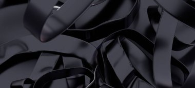 Soyut Siyah Parlak Kurdeleler: Modern Tasarım Arkaplanı