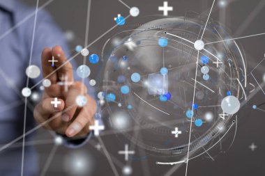 Konferans Dijital Ağ ve Veri Konsepti 3D