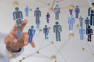 3D görüntüleme grubu mavi insanları tutuyor