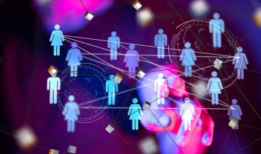 Soyut teknoloji grubu ve veri 3d