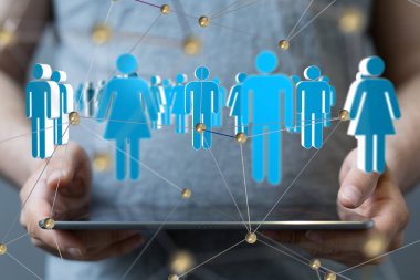 Küresel ağ Engelleme zinciri. Üç boyutlu illüstrasyon. Sinirsel ağlar ve