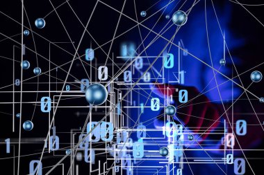 Küresel ağ Engelleme zinciri. Üç boyutlu illüstrasyon. Sinirsel ağlar ve