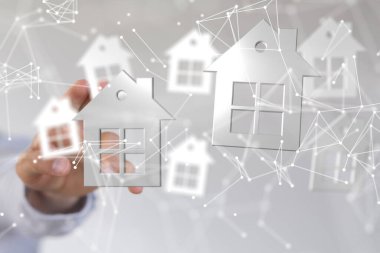 ev seçimi Büyük veri ve yapay zeka konsepti. Machin.