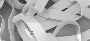 Soyut Beyaz Kurdeleler: Birbirine dolanmış Eğriler ve Şekiller