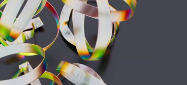 Karanlık Arkaplanda Soyut Parlak Kurdeleler