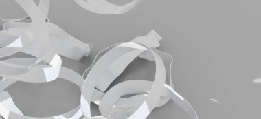 Gri Arkaplanda Soyut Beyaz Kurdeleler