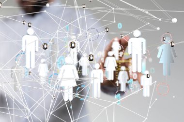 Küresel ağ Engelleme zinciri. Üç boyutlu illüstrasyon. Sinirsel ağlar ve