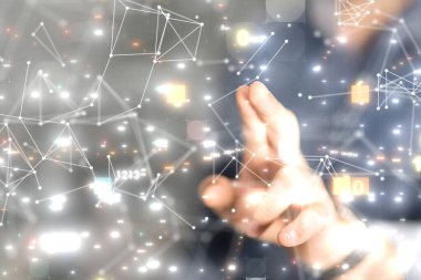 Sinirsel ağ 3 boyutlu illüstrasyon. Büyük veriler ve siber güvenlik