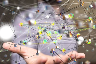 Konferans Dijital Ağ ve Veri Konsepti 3D