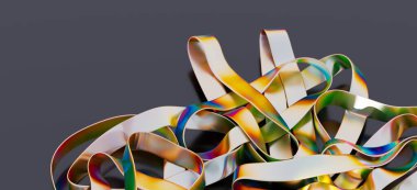 Soyut yanardöner kurdeleler karışık sanat eserleri