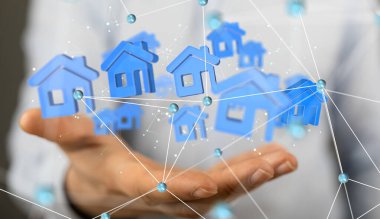 - Sinirsel ağ 3 boyutlu illüstrasyon. Büyük veri ve siber güvenlik