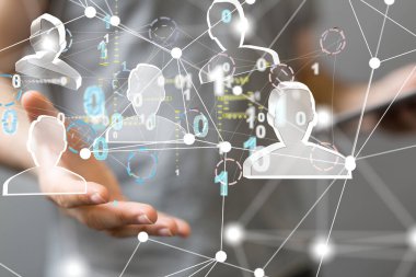 3D görüntüleme grubu mavi insanları tutuyor