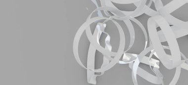 Soyut Beyaz Kurdeleler Gri Arkaplan Dönen Tasarım