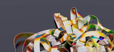 Karanlık Arkaplanda Soyut Parlak Kurdeleler