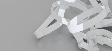 Soyut Beyaz Kurdeleler Gri Arkaplanda Birleşti