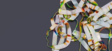 Karanlık Arkaplanda Soyut Parlak Kurdeleler