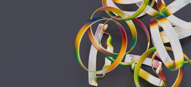 Soyut yanardöner metal halkalar sanat eseri