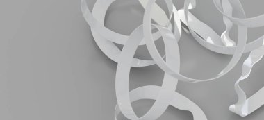 Gri Arkaplanda Soyut Beyaz Halkalar ve Eğriler