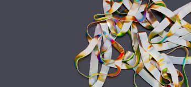 Karanlık Arkaplanda Soyut Parlak Kurdeleler