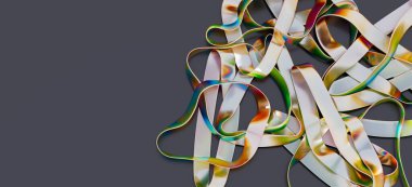 Karanlık Arkaplanda Soyut Parlak Kurdeleler