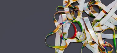 Karanlık Arkaplanda Soyut Parlak Kurdeleler