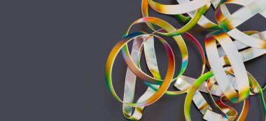 Karanlık Arkaplanda Soyut Parlak Metal Halkalar