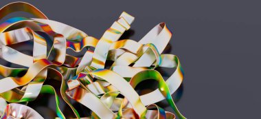 Soyut yanardöner kurdeleler, renkli metalik doku