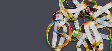 Karanlık Arkaplanda Soyut Parlak Kurdeleler