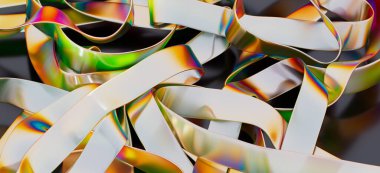 Soyut yanardöner kurdeleler, renkli metalik doku