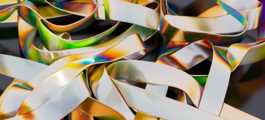 Soyut yanardöner kurdeleler: renkli metalik doku