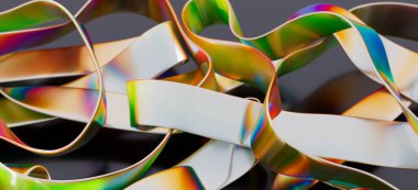 Birbirine dolanmış soyut yanardöner kurdeleler