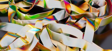 Soyut yanardöner kurdeleler, renkli metalik doku