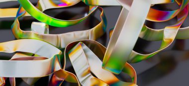 Soyut yanardöner kurdeleler, renkli metalik doku