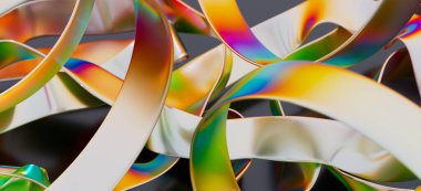 Soyut yanardöner metalik kurdeleler girdap dizaynı